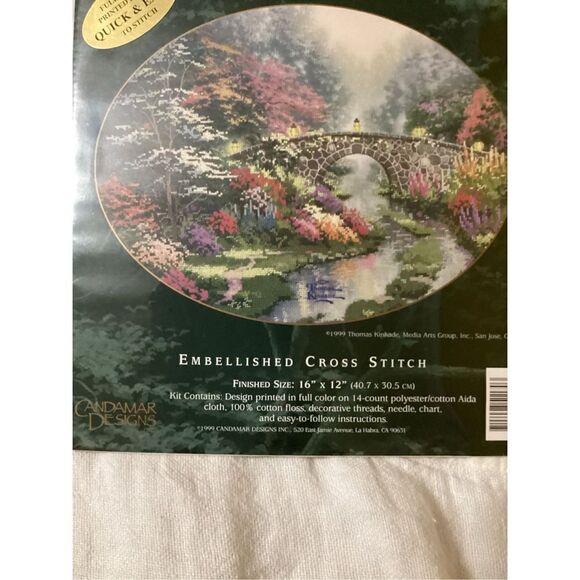 Thomas Kinkade by Candamar Designs Cross Stitch Kit Stillwater Bridge 51170 / 19 - Picture 2 of 5
